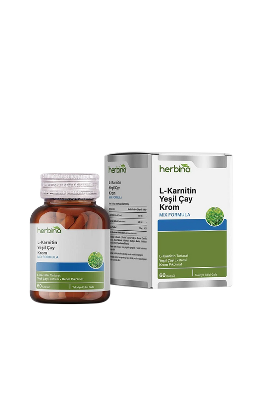 Herbina L-Karnitin Yeşil Çay Krom Takviye Edici Gıda 60 Kapsül